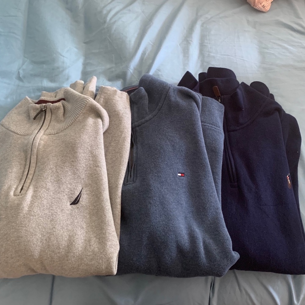 Bundle of half zip sweaters.